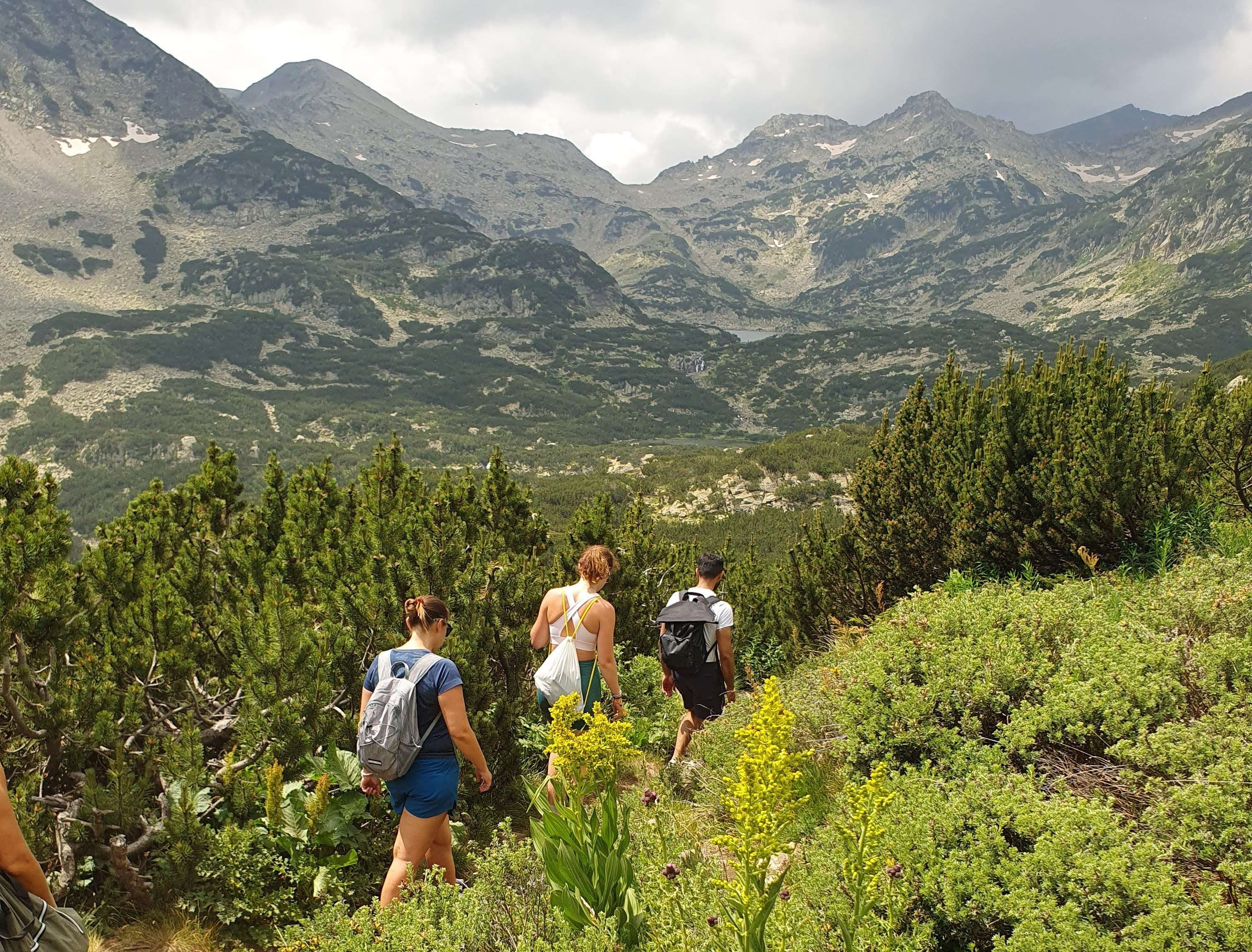 A group of friends hiking in Bulgaria