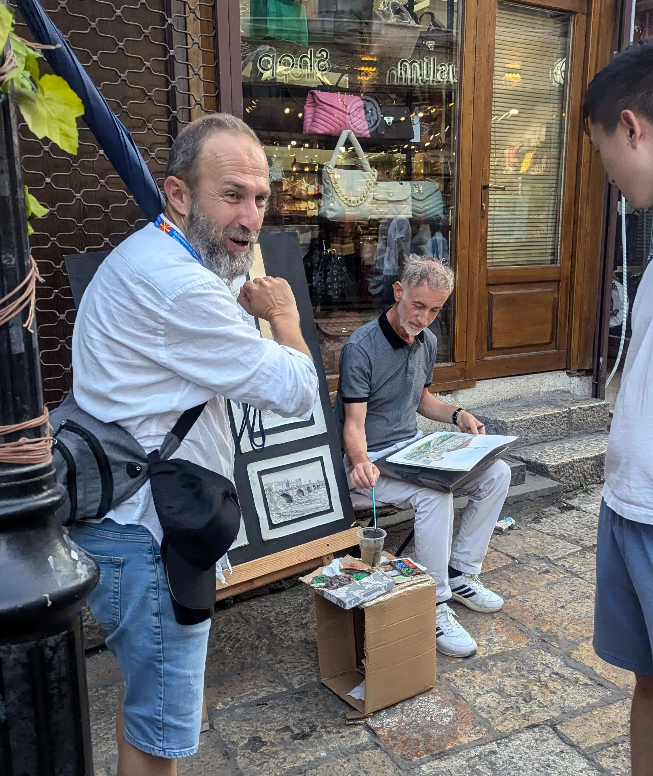 A tour guide giving a free tour in Macedonia