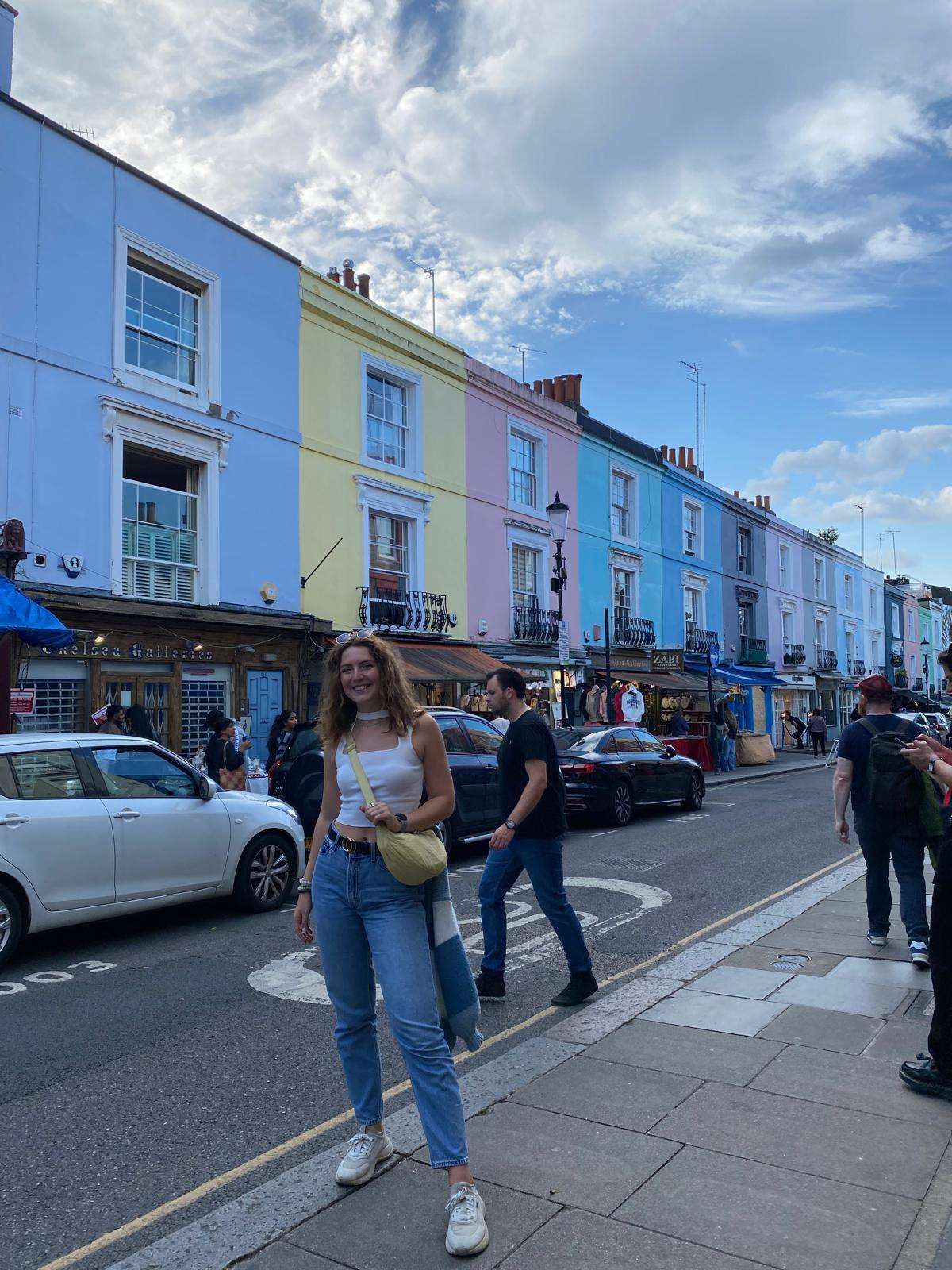 Traveler Liz pictured on Portobello Road in London