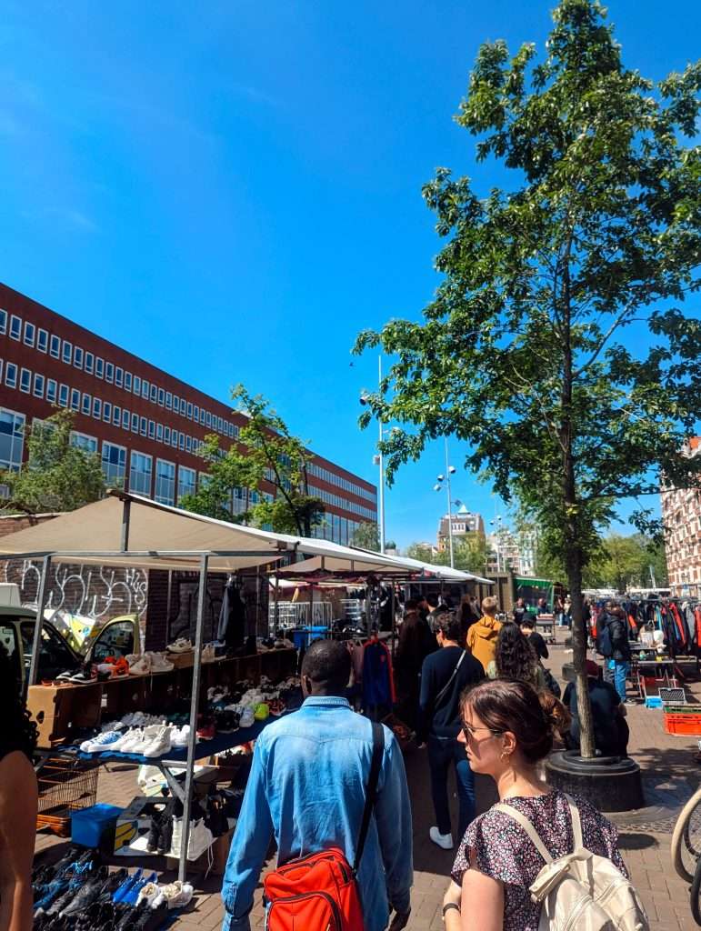 The Waterlooplein Market in Amsterdam on a nice day