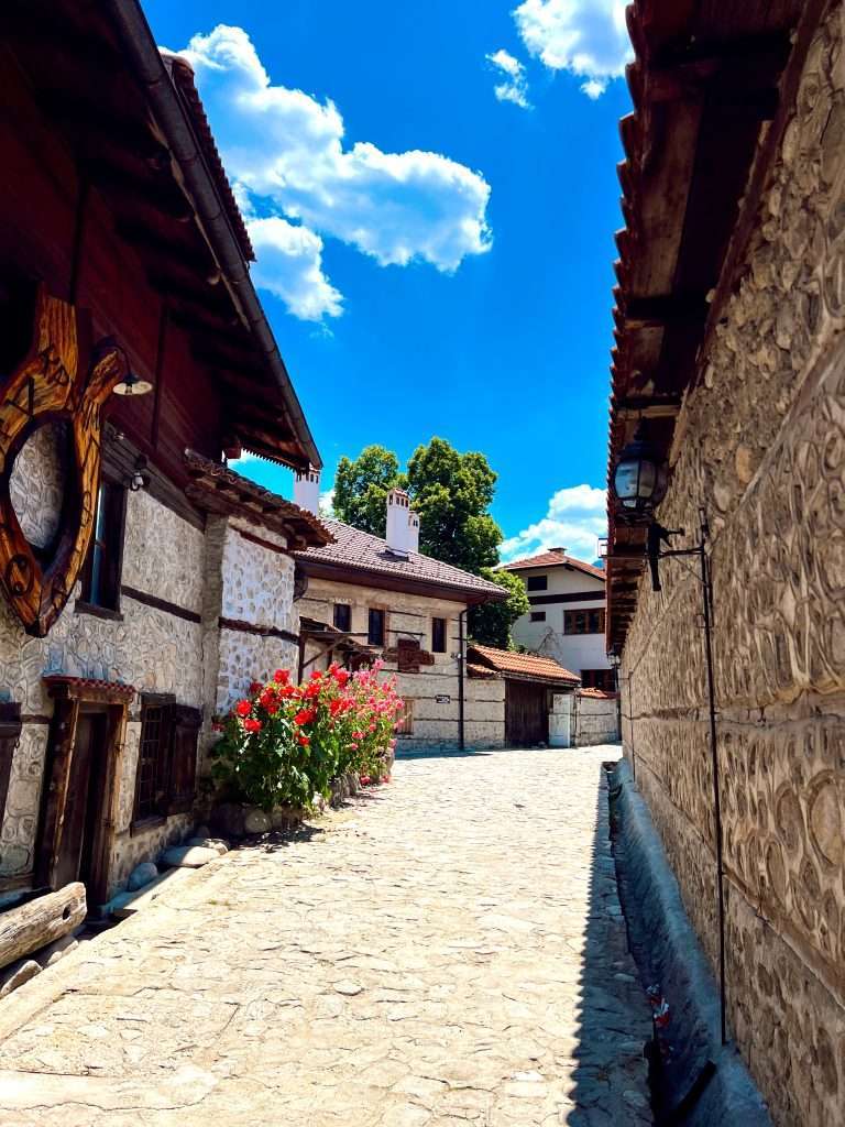 A traditional street where you can stay in Bansko Bulgaria