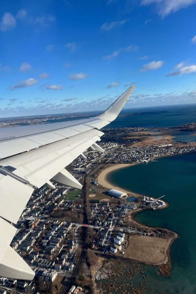 View of South Boston from above in a plane