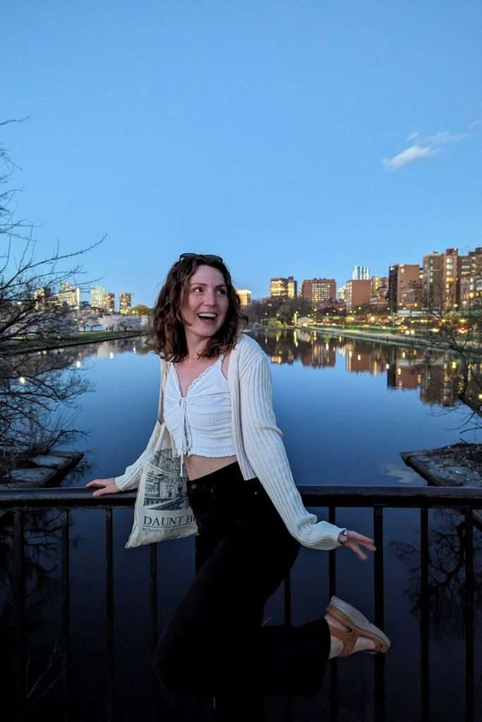 Traveler Liz walking to the Esplanade in the Back Bay of Boston