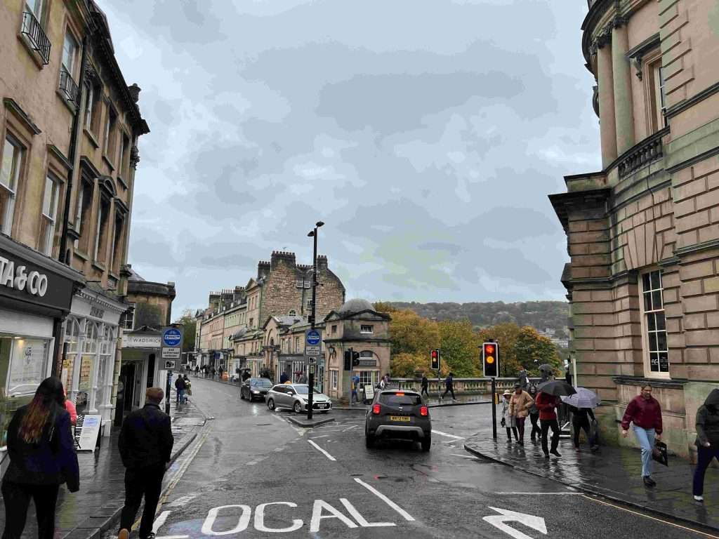 Cars driving on the streets in Bath England.