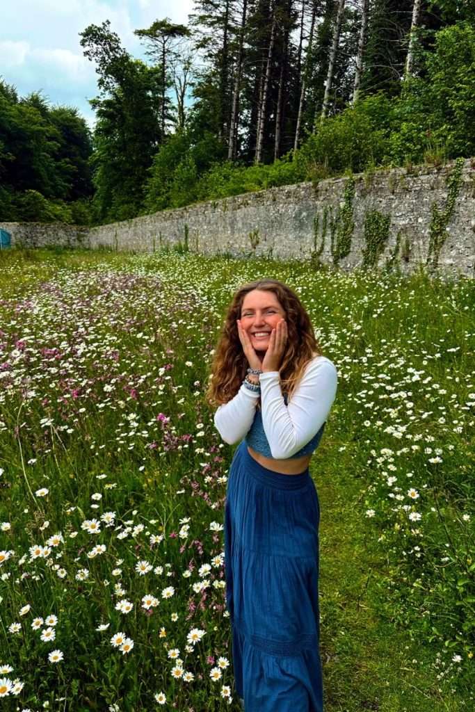 Liz standing in a field near Galway in Ireland