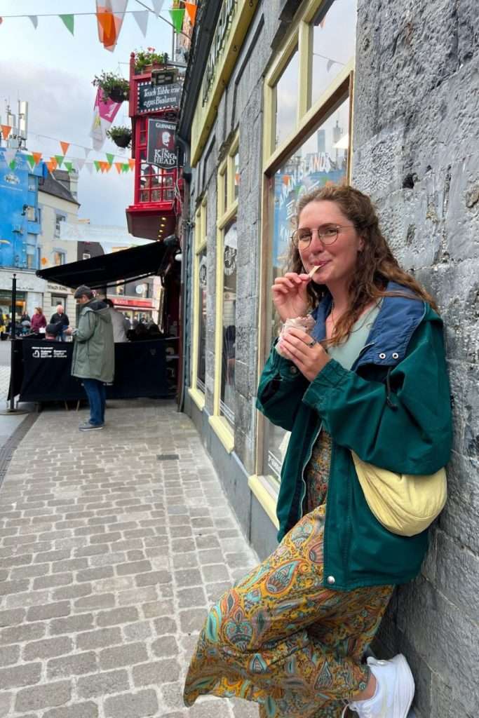 Liz standing in the city center in Galway.